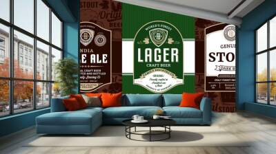 Vector vintage beer labels Wall mural