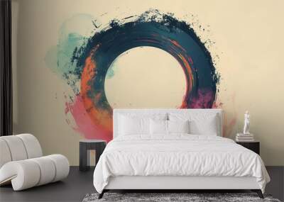 Minimalistic Art. Abstract Circle in Splash Illustration with Vibrant Colors Wall mural