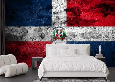 Old grunge Dominican Republic background flag Wall mural