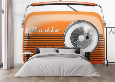 Orange Retro radio. vintage. vector illustration Wall mural