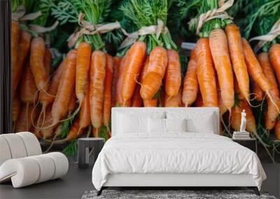 Orange Vegetable. Fresh Carrot Bunch - Organic Healthy Food Wall mural