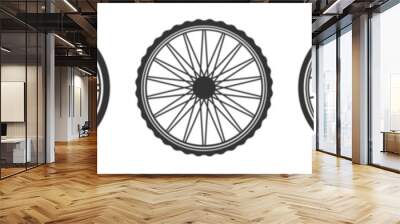 Bicycle wheel icon set. Bike wheels collection. Bicycle tyres. Silhouette style vector icons. Wall mural