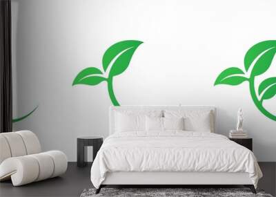 green leaves icon set. eco leaves collection. ecological concept. branch with leaves set. flat banne Wall mural