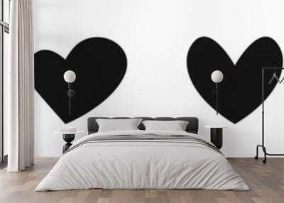 Heart icon set. Flat black nubes icons. Heart shapes collection. Vector EPS 10 Wall mural