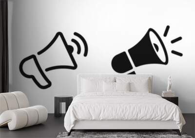 Megaphone. Loudspeaker megaphone icon set. Loudspeaker, speaker, bullhorn alert. Advertising and business promotion symbol Wall mural