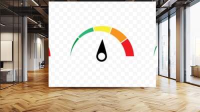 Risk gauge icons. Car speedometer icons. Different risk levels. Car speedometer icon set. Vector Wall mural