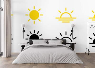 Sun simple icons collection. Sun vector illustration. Sun icon set, sunshine, sunrise or sunset. Wall mural