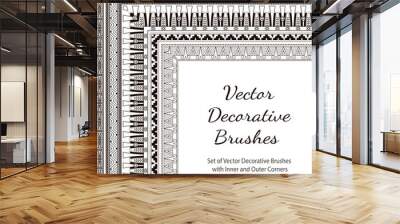 Set of Vector Decorative Brushes with Inner and Outer Corners. Wall mural