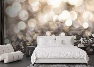 Silver Lights. Abstract Blurry Bokeh of Glistering Sparkle and Glow Wall mural