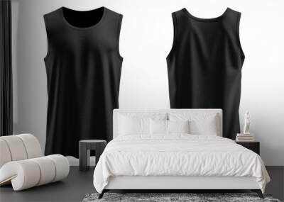 Sleeveless Shirt. Black Performance Tank Top for Active Sportswear Wall mural