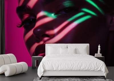 Vibrant Neon Portrait: Exploring Shadows and Light in Modern Photography Wall mural