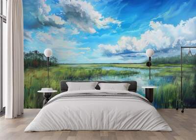 Wetland Wonders: Florida Everglades Beauty in a Green Landscape Wall mural