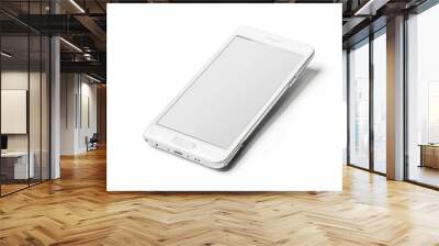 White Smartphone. Modern Mobile Phone with Blank Screen on White Isolated Background Wall mural