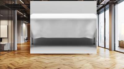 White Table Cloth. Exhibition Box Layout for Showcasing Cloth Table Banner. Black and White Throw Mockup in Front View Wall mural