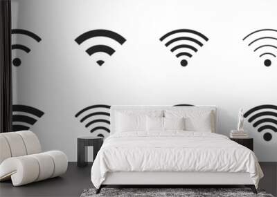 Wi-Fi Icon set symbol. Collection of stock vector images depicting symbols and icons related to wireless Wi-Fi connectivity. Wireless and wifi icon or wi-fi icon sign for remote internet access. Wall mural