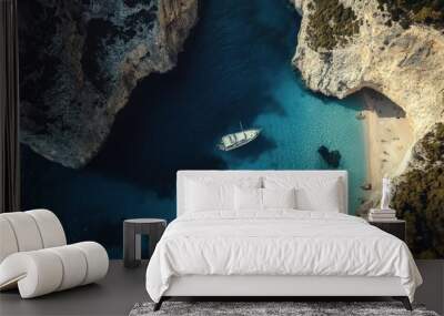 Zakynthos Greek Island Landscape: Navagio Bay Coastal View in Summer Wall mural