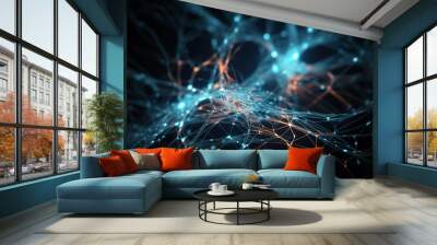 Neural connection, bright lights, synapses Wall mural