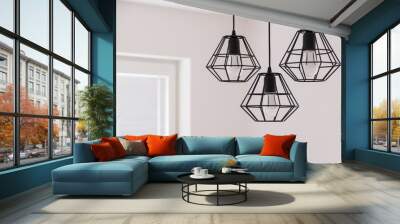 Suspended chandelier in loft style in a modern house interior. Wall mural