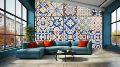 Texture of ceramic tiles in oriental turkish style Wall mural