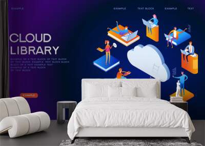 Cloud library isometric concept banner Wall mural