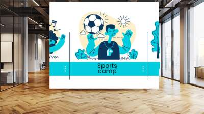 Kids camp, sport classes, summer camping. Vacation abstract concept vector illustration set. Wall mural