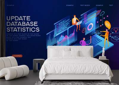 Update database statistics isometric concept banner Wall mural