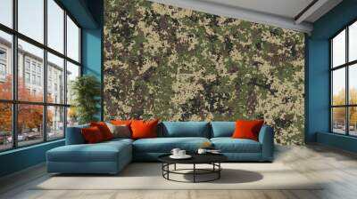 Abstract military or hunting camouflage background. Seamless pattern. Made from geometric square shapes. Wall mural