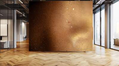 Closeup human skin with golden makeup. Selected focus with depth of field. Wall mural