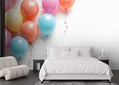 Balloons on a white background Wall mural