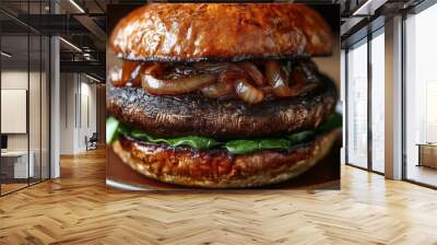 Delicious portobello mushroom burger. Wall mural