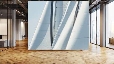 Some sails of white color, sailboats compete in a sailing regatta at sunset, sailing race Wall mural