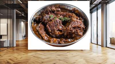 German braised beef cheeks in brown red wine sauce.  Isolated, Transparent background. Wall mural