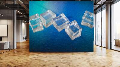 ice cubes on blue background Wall mural