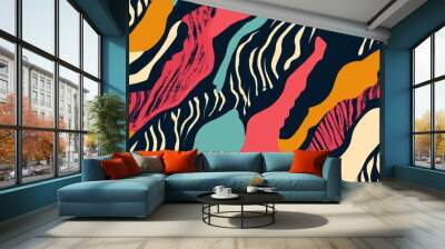 Minimalist animal pattern. Creative abstract fauna print in vivid colors
 Wall mural