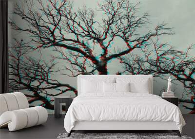 Dead tree in glitch effect Wall mural