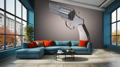 Silver revolver on a gray Wall mural