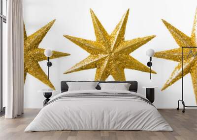 Star Christmas Decoration, Xmas Decorative Set, Glitter Ornament isolated Wall mural