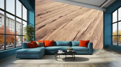 Wooden background. Brown grunge wood board Wall mural