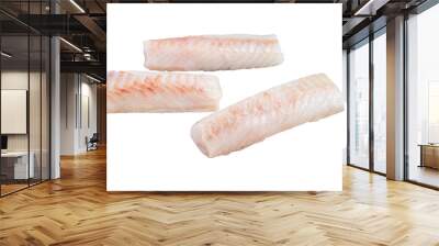 Raw Norwegian cod fish fillet on kitchen table.  Isolated, transparent background. Wall mural