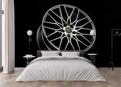 black alloy wheels, aluminum disc sport with a carbon fiber cover. Light weight and modern cool design Wall mural