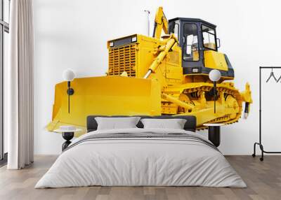 Bulldozer isolated on white. Wall mural