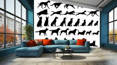 silhouette of cats and dogs set  Wall mural