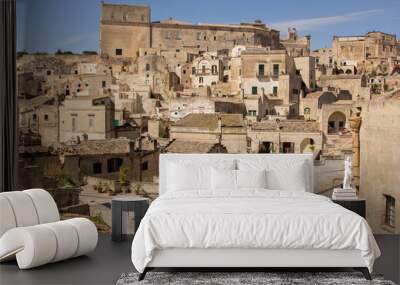 Old town The Sassi di Matera are two districts of the Italian city of Matera, Basilicata Wall mural