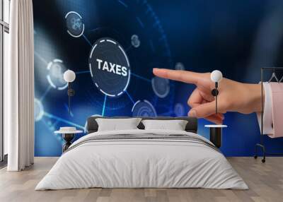 Taxes paid by individuals and corporations such as VAT. Finance and banking concept Wall mural