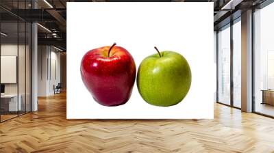 Two apples green and red isolated on white background. Isolate Wall mural