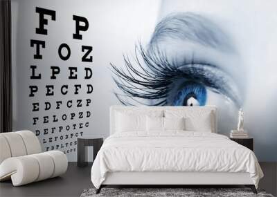 Female eye with long eyelashes close-up Wall mural