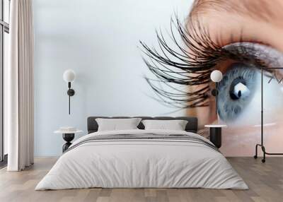 female eye with long eyelashes close-up Wall mural