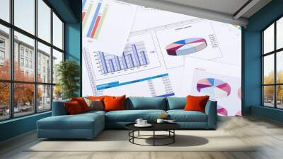 Graphs, charts, business table. The workplace of business people Wall mural