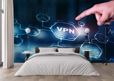 VPN secure connection. Virtual Private Network technology encrypted tunnel Wall mural