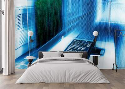 server management terminal blur matrix binary code Wall mural